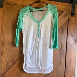 Vanity White and Mint Green Baseball Tee